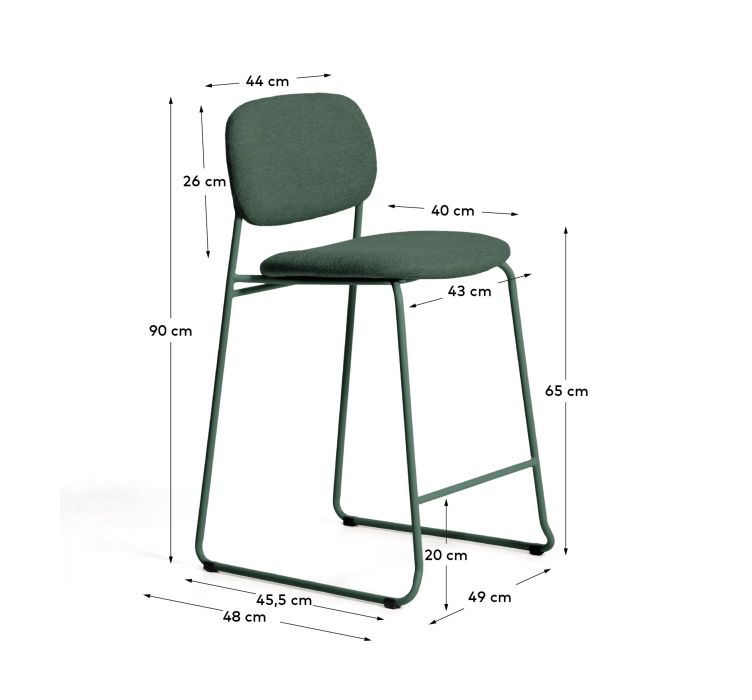 Напівбарний стілець Meli зелений суміжні ніжки7